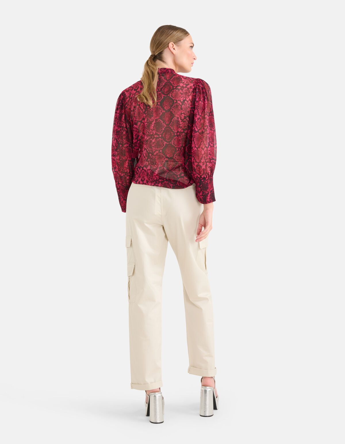 Chiffon Slangenprint Blouse Donkerroze SHOEBY WOMEN