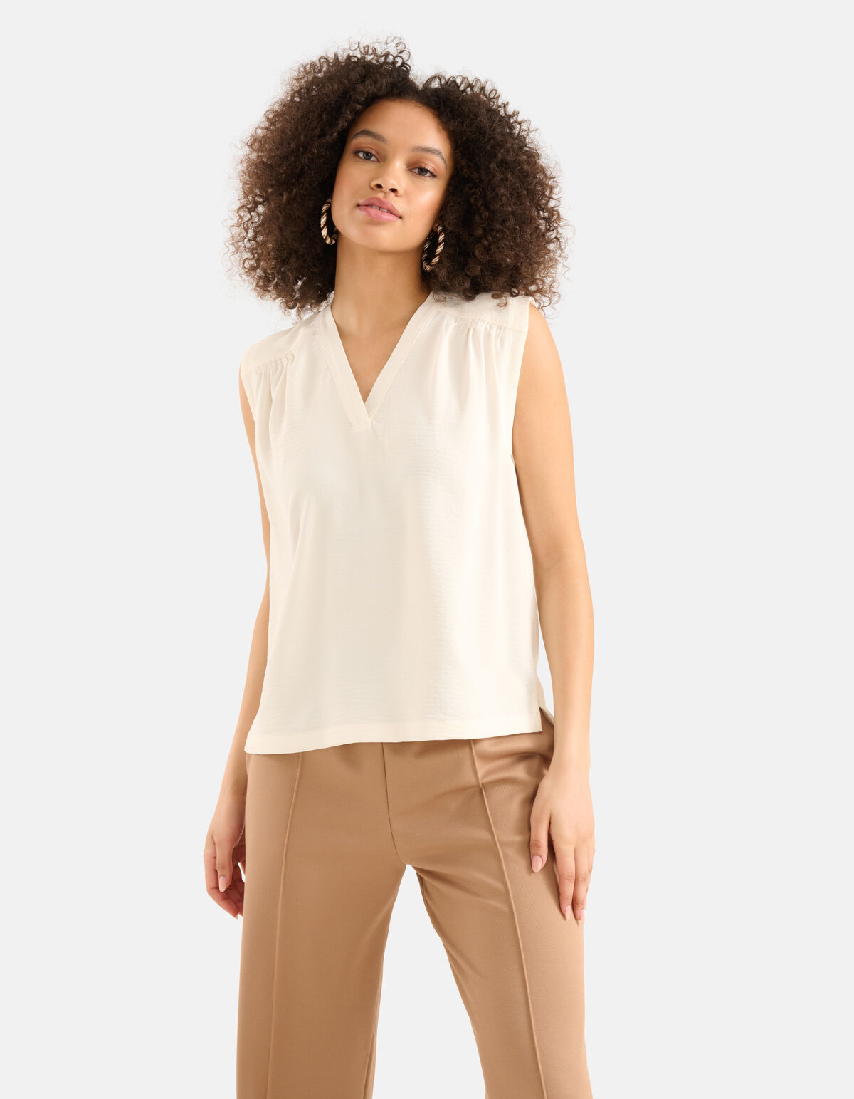 V-hals Top Gebroken Wit SHOEBY WOMEN