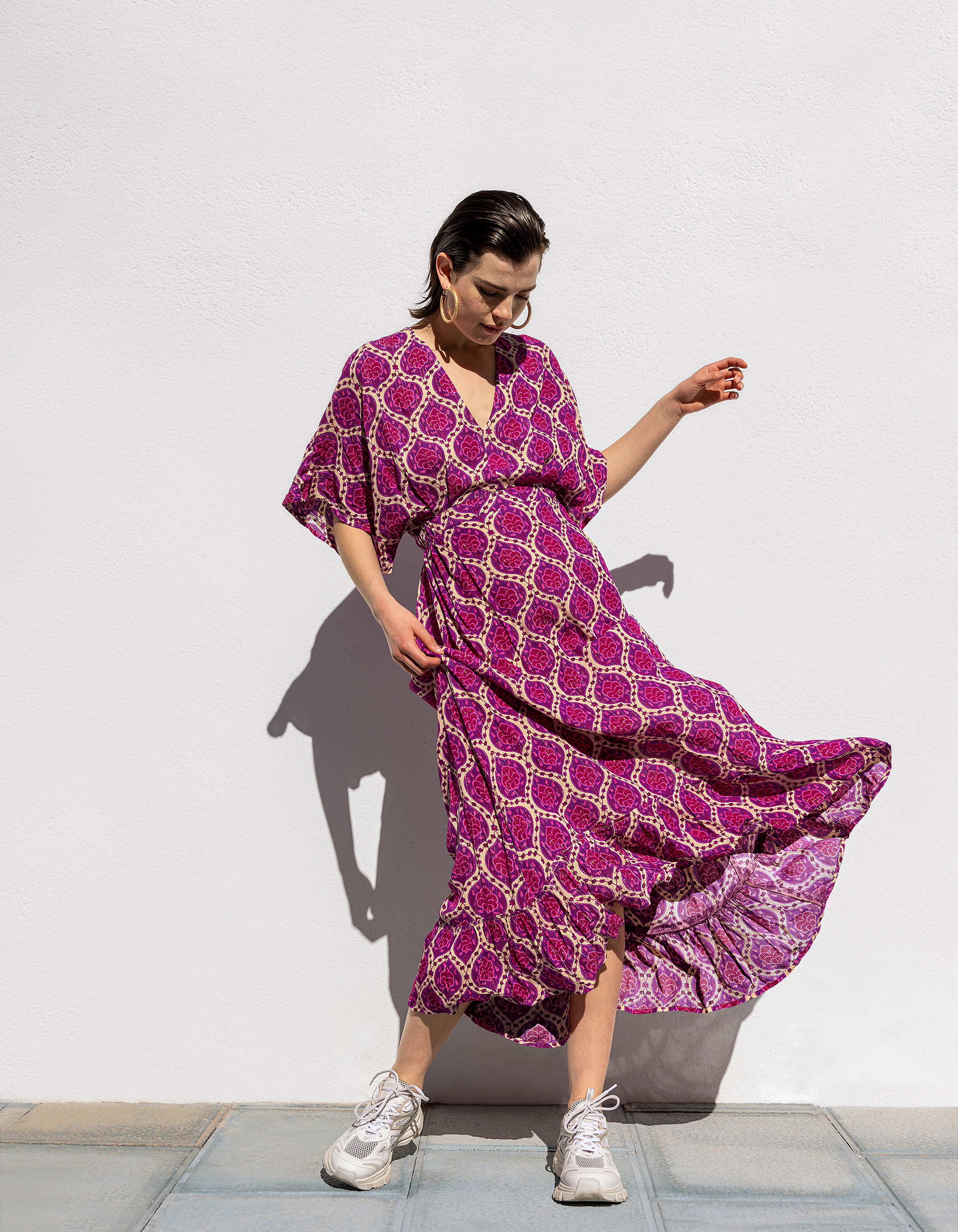 Grafische Lurex Maxi Jurk Paars SHOEBY WOMEN