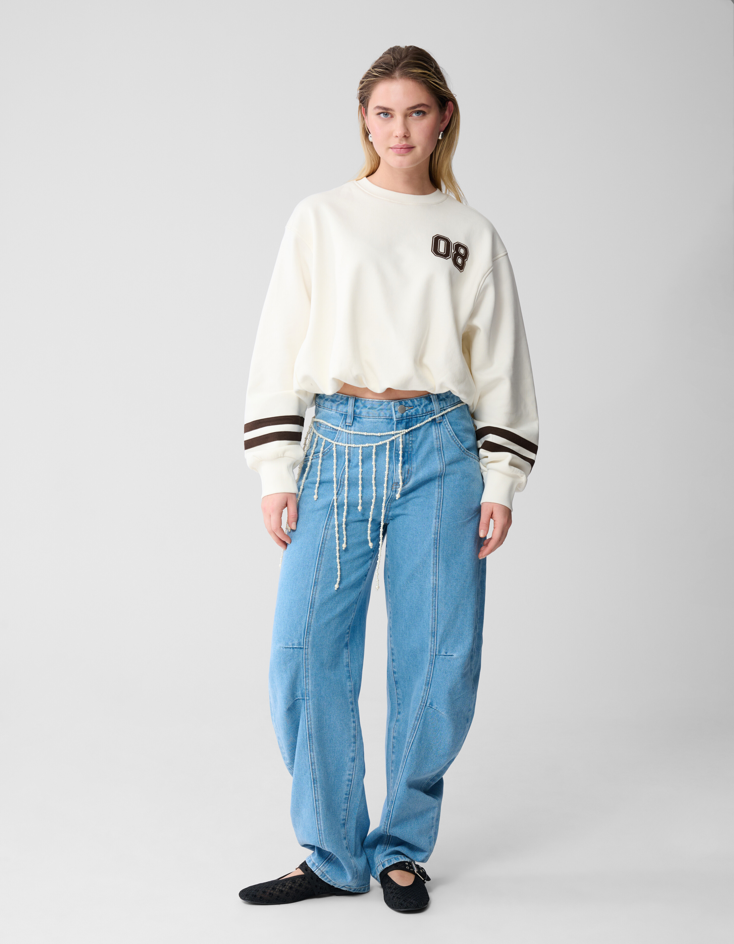 Varsity Cord Sweater Gebroken Wit SHOEBY WOMEN