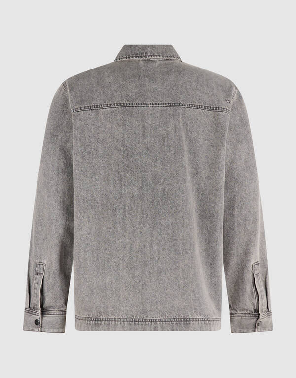 Relaxed Washed Denim Overshirt Grijs SHOEBY MEN