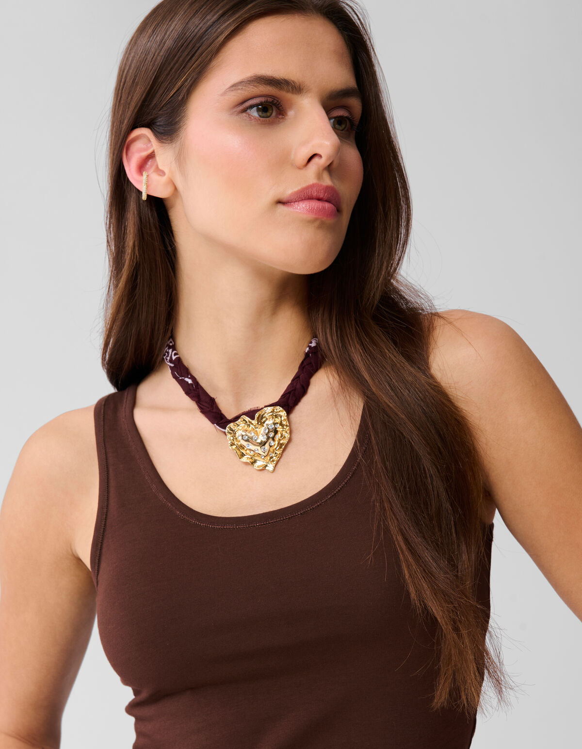 Bandana Puffed Heart Ketting Bruin SHOEBY ACCESSOIRES