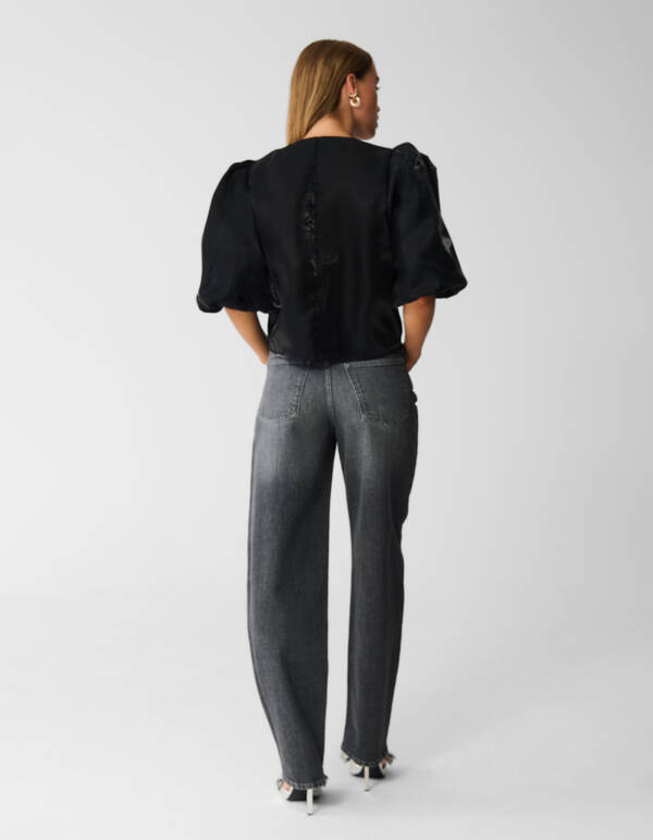 Shiny Puff Blouse Zwart SHOEBY WOMEN