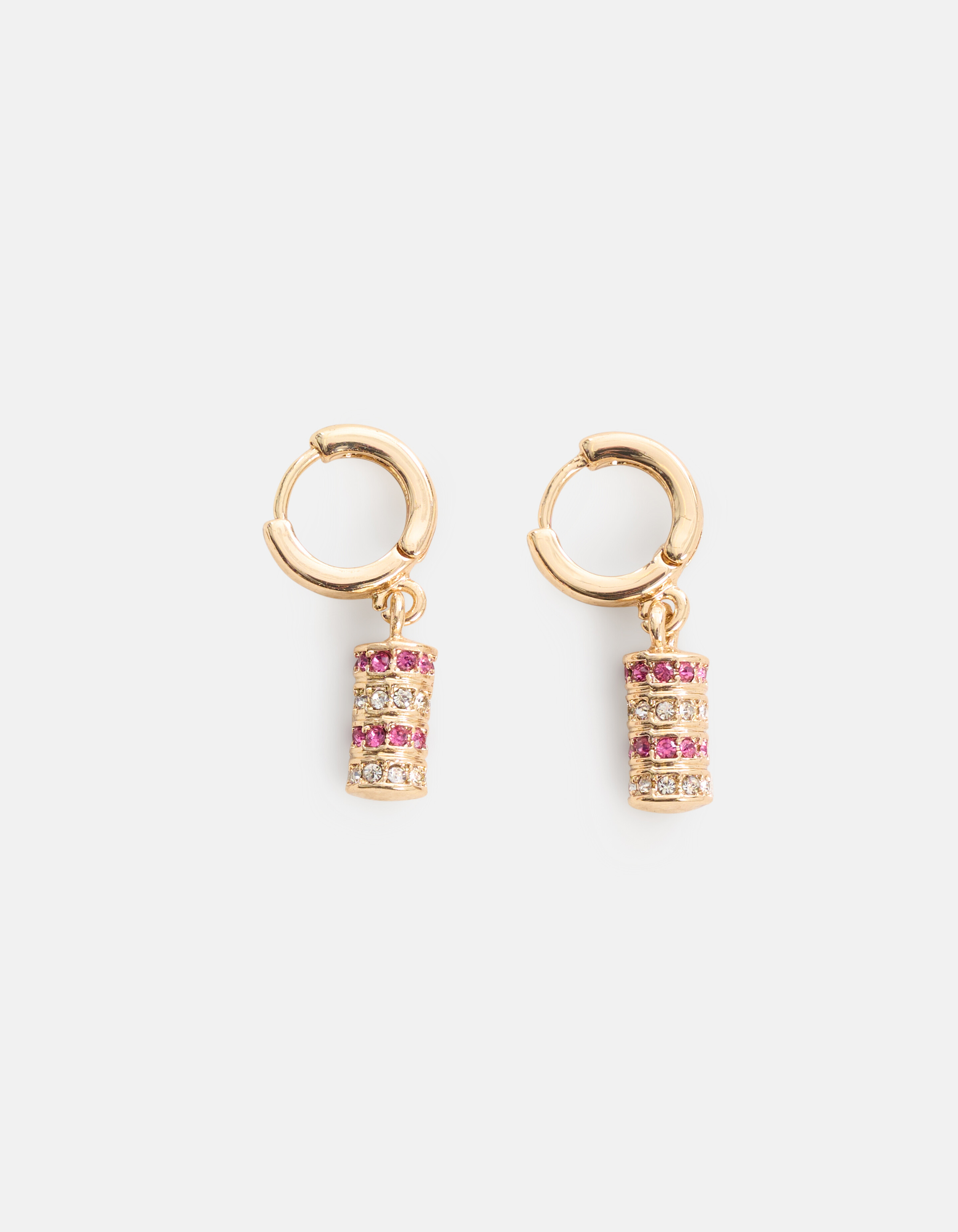 Cilinder Strass Oorbellen Roze SHOEBY ACCESSOIRES