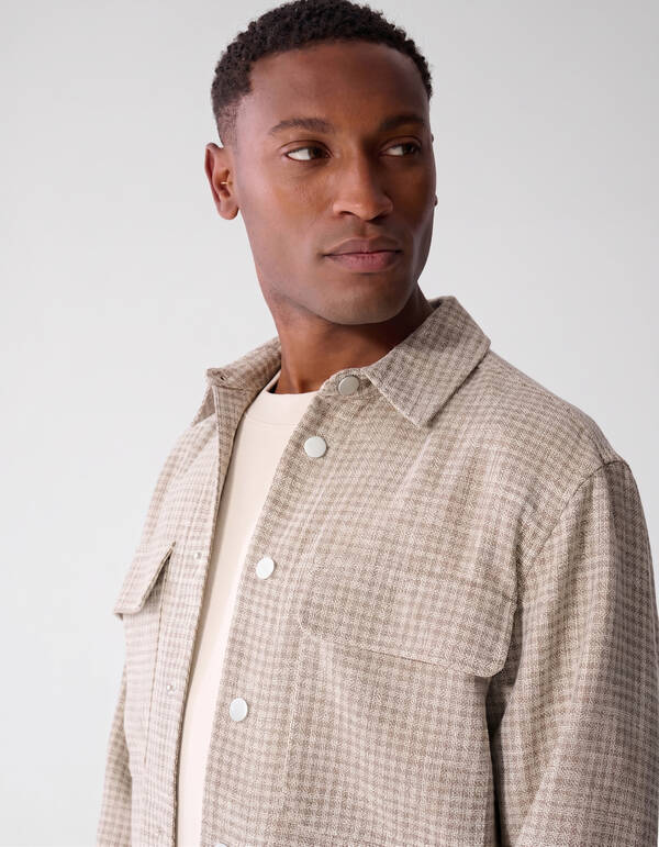 Melange Check Overshirt Zand SHOEBY MEN