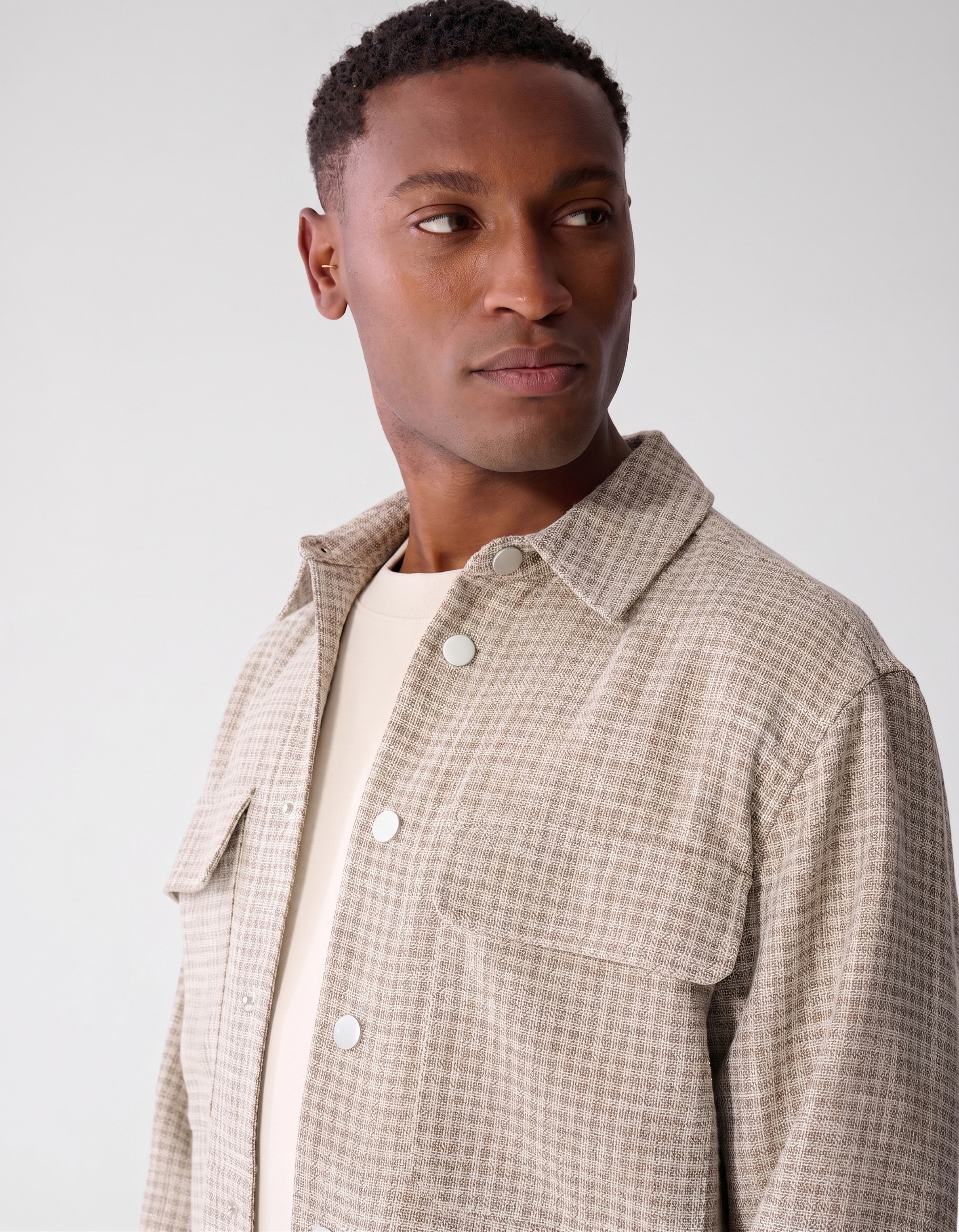Melange Check Overshirt Zand SHOEBY MEN