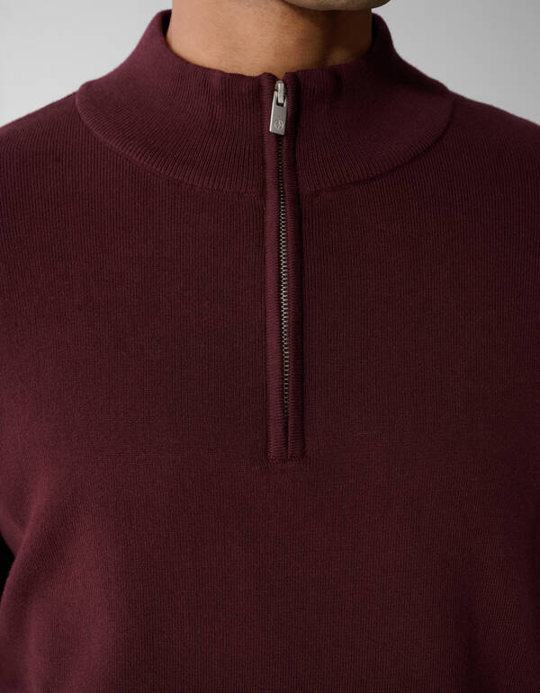 Turtle Half Zip Trui Donkerrood SHOEBY MEN