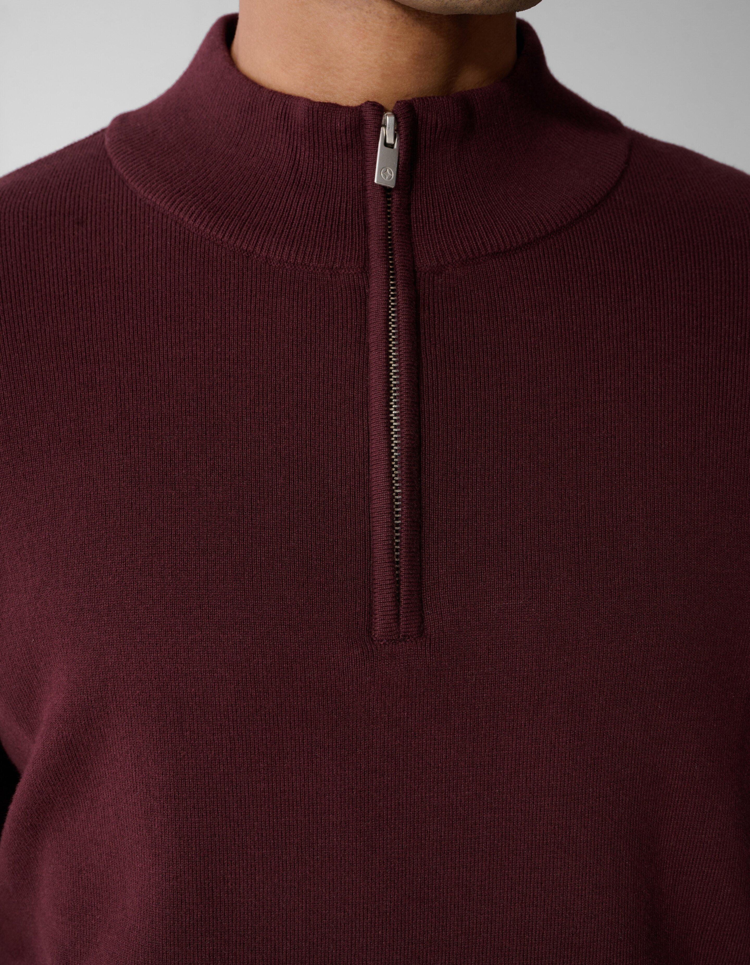 Turtle Half Zip Trui Donkerrood SHOEBY MEN