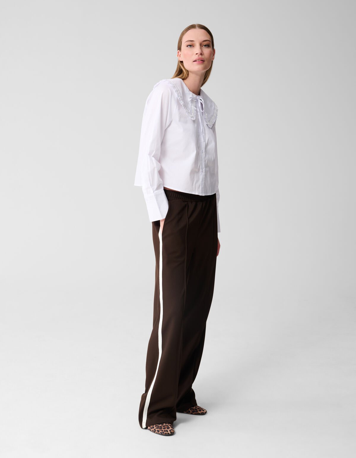 Sporty Wide Leg Broek Bruin SHOEBY WOMEN