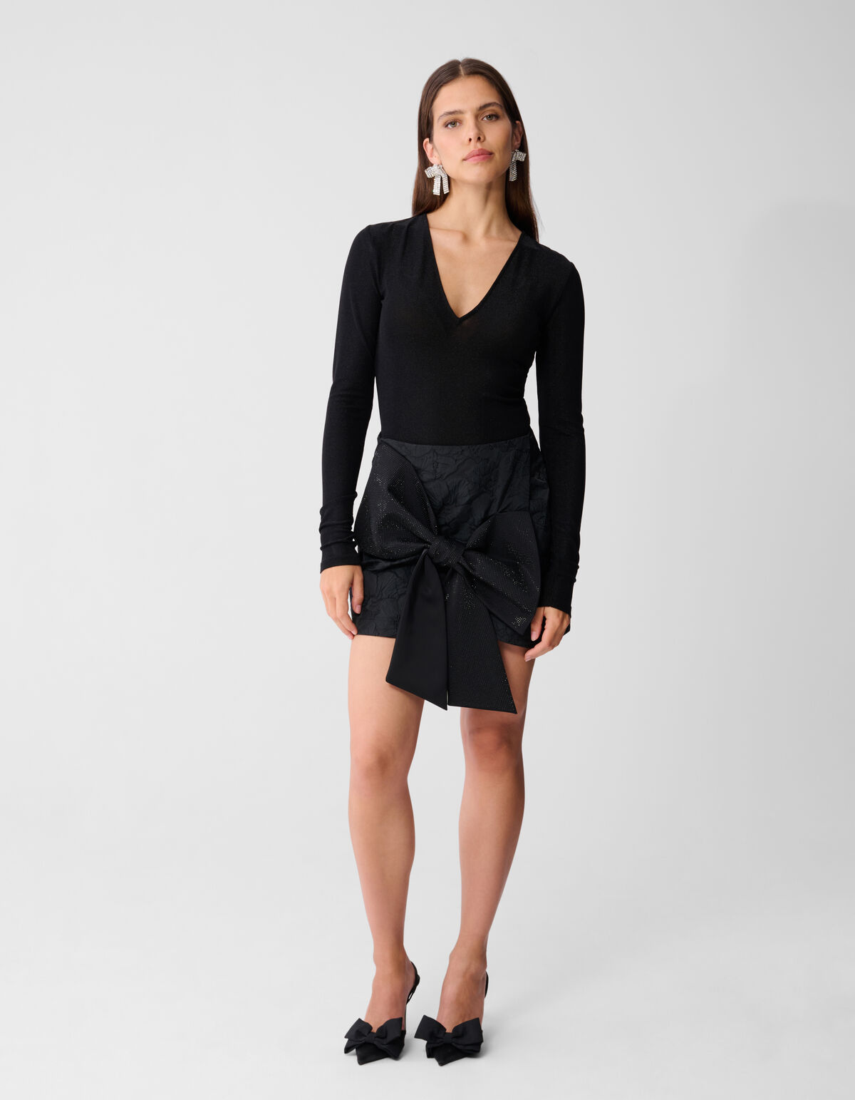 Glitter V-hals Body Zwart SHOEBY WOMEN