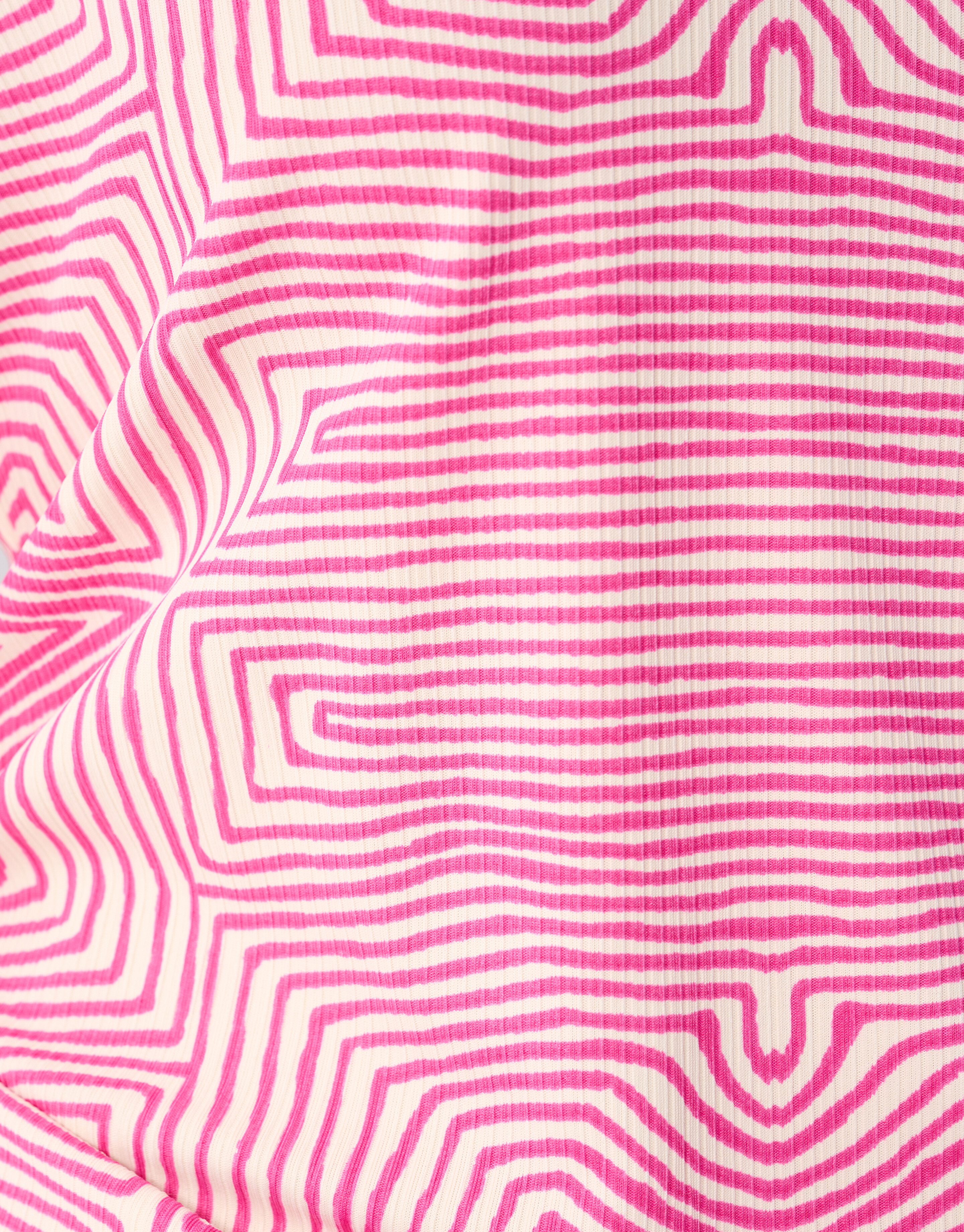 Printed Ruffle Rib Top Roze SHOEBY WOMEN