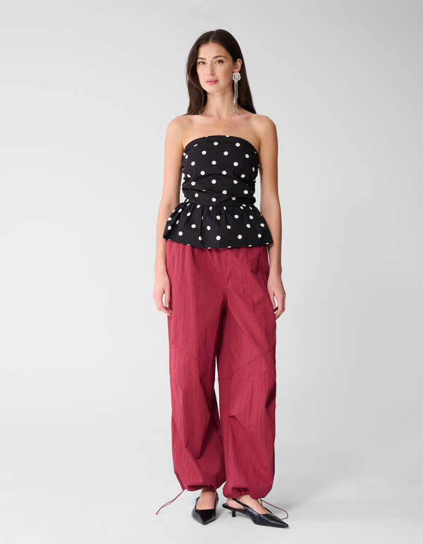 Strapless Polkadot Top Zwart/Wit SHOEBY WOMEN