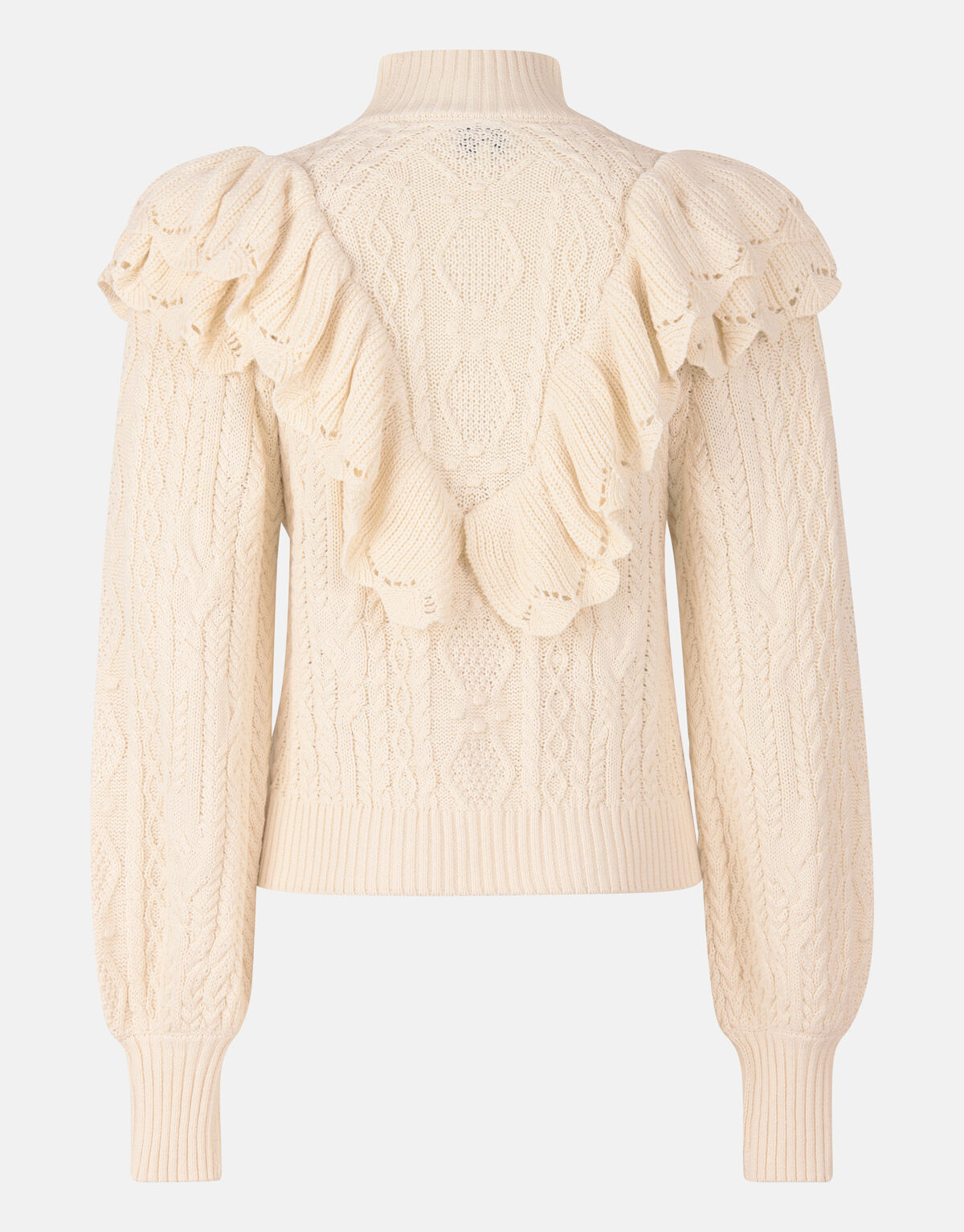 Ruffle Kabeltrui Gebroken Wit SHOEBY WOMEN