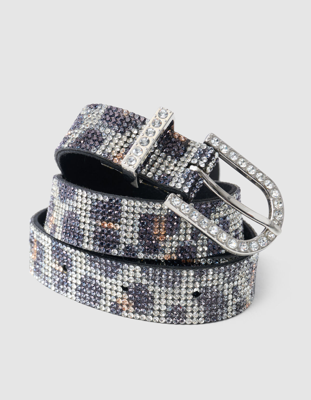 Strass Leopard Riem Zilver SHOEBY ACCESSOIRES