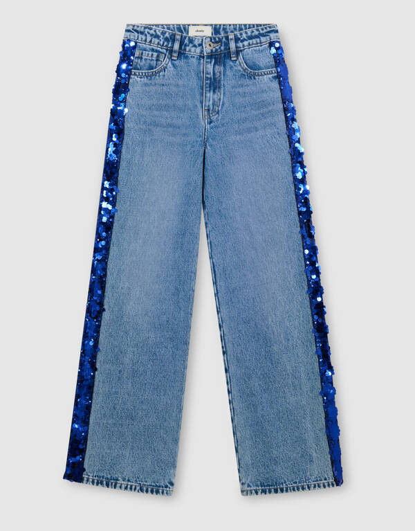 Glitter Tape Wide Leg Jeans Blauw SHOEBY ACCESSOIRES