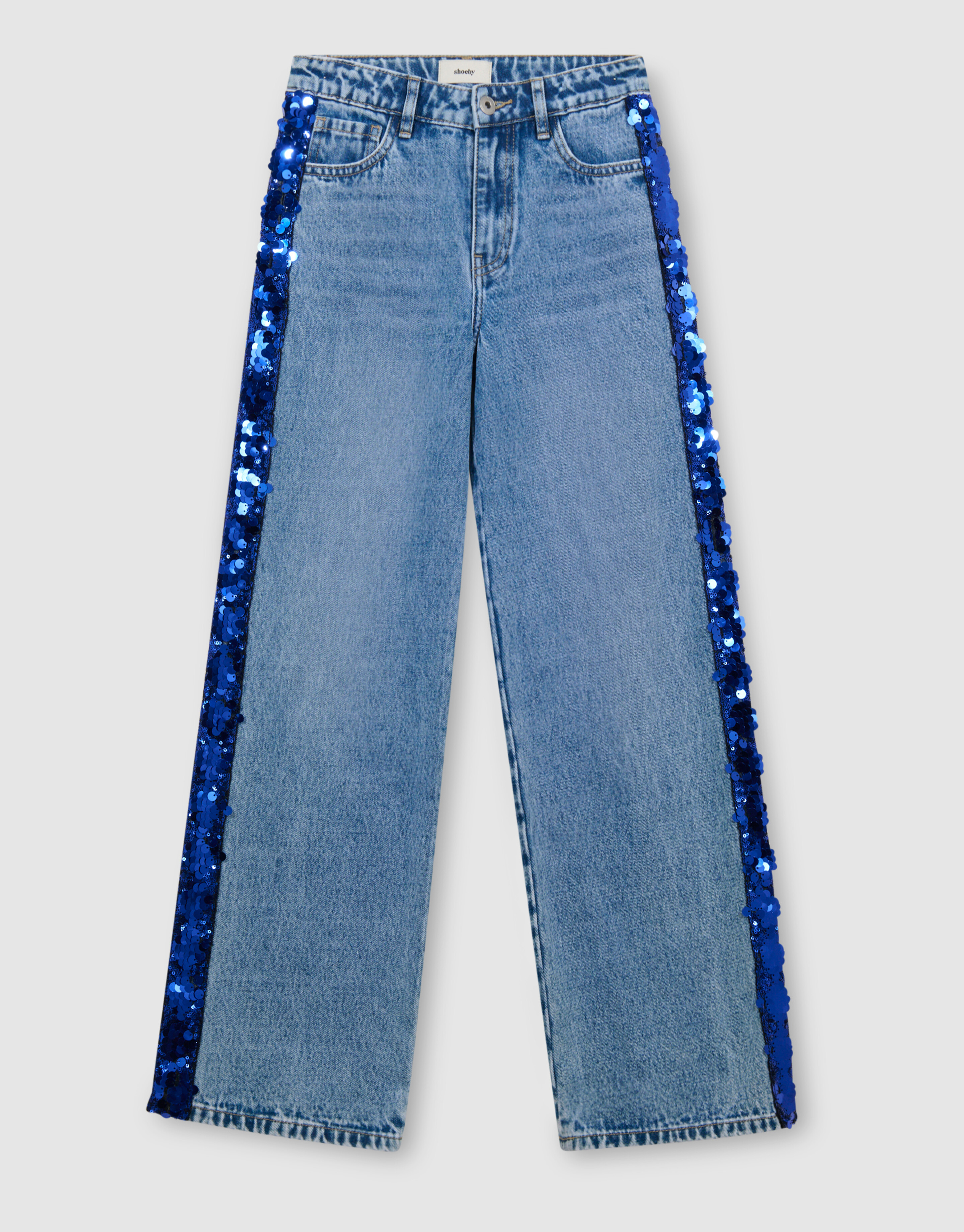 Glitter Tape Wide Leg Jeans Blauw SHOEBY ACCESSOIRES