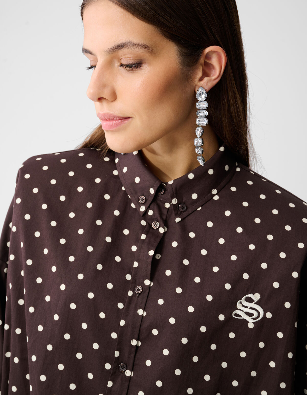 Polkadot Blouse Donkerbruin SHOEBY WOMEN
