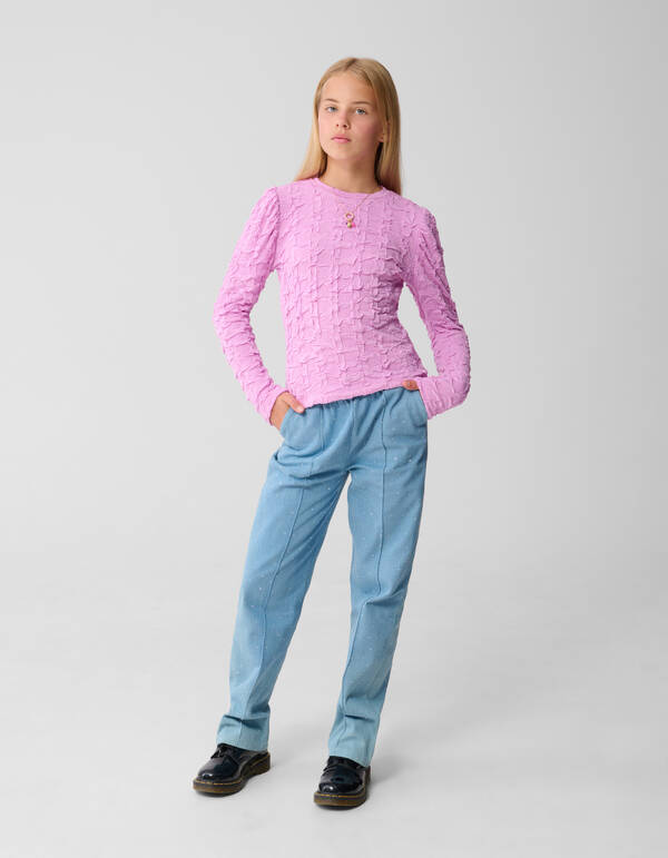 Flower Structuur Longsleeve Top Roze SHOEBY GIRLS