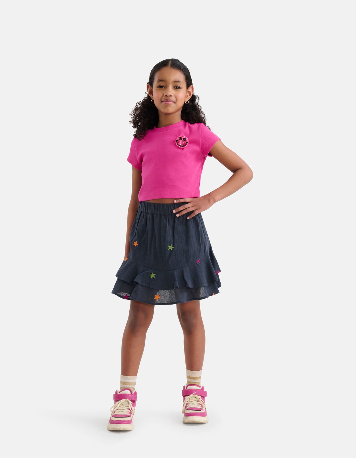 Ribbel Crop top Roze SHOEBY GIRLS