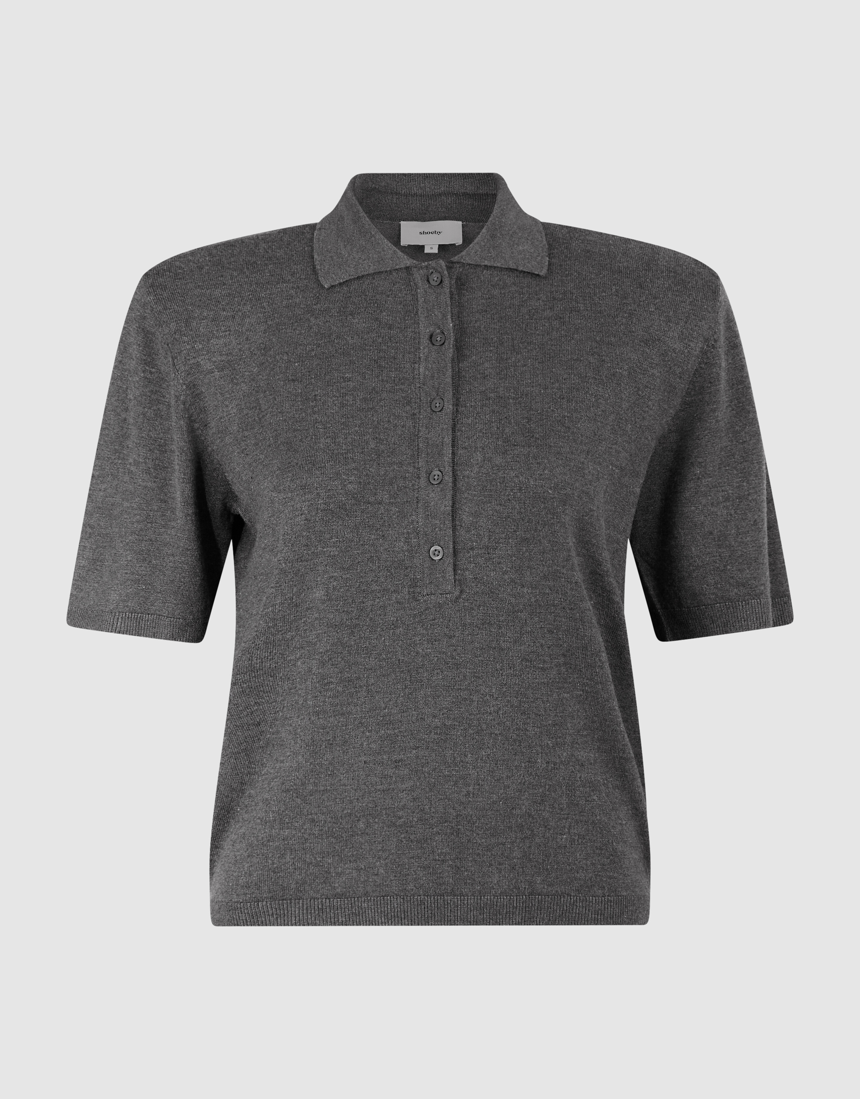 Shortsleeve Gebreide Polo Donkergrijs SHOEBY WOMEN