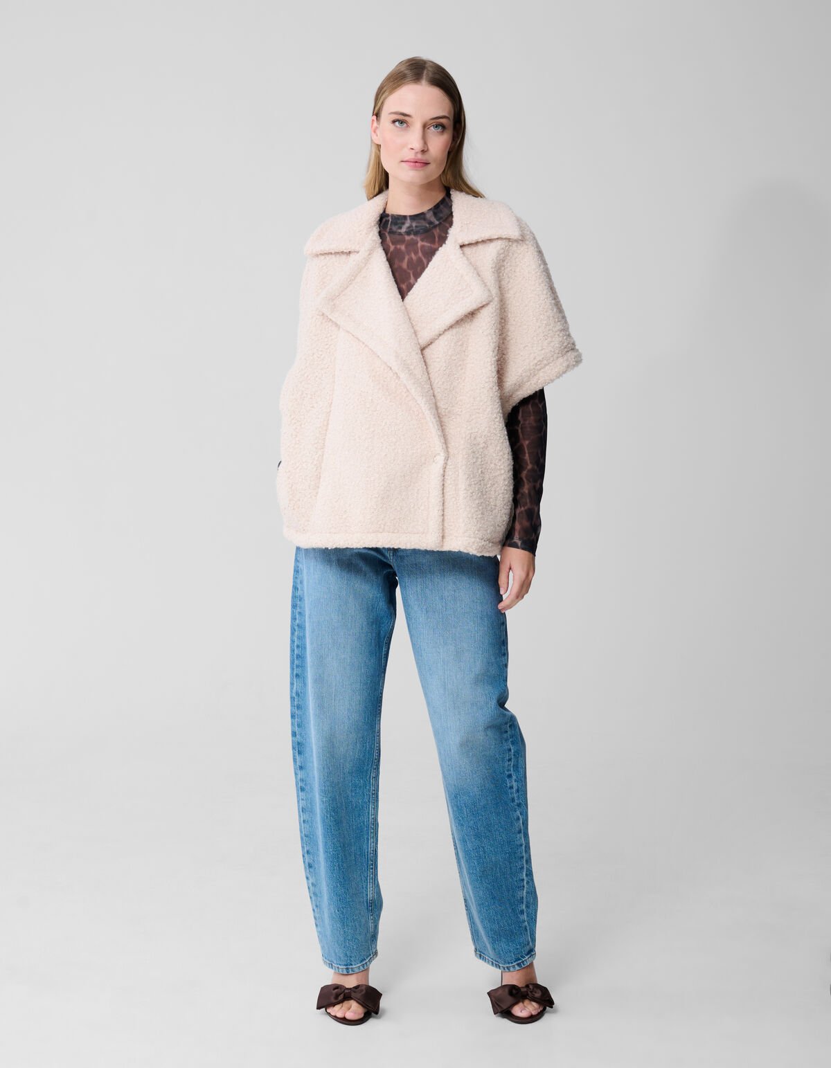 Oversized Teddy Gilet Gebroken Wit SHOEBY WOMEN