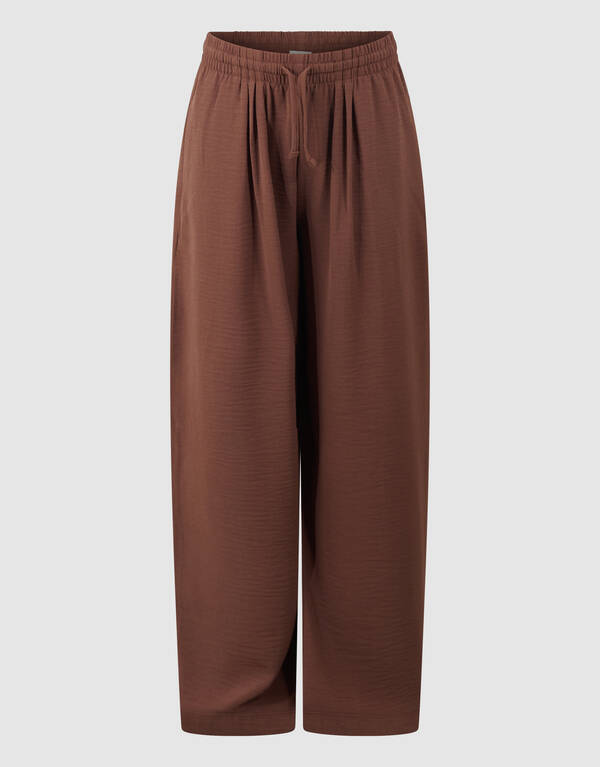Twist Wide Leg Broek Bruin SHOEBY GIRLS