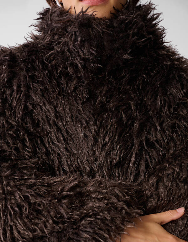 Hairy Faux Fur Jas Bruin SHOEBY WOMEN