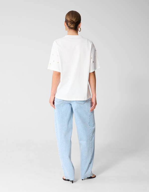 Oversized Eyelet T-shirt Wit SHOEBY WOMEN