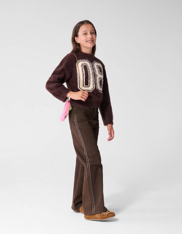 Stud Wide Leg Fit Jeans Bruin SHOEBY GIRLS