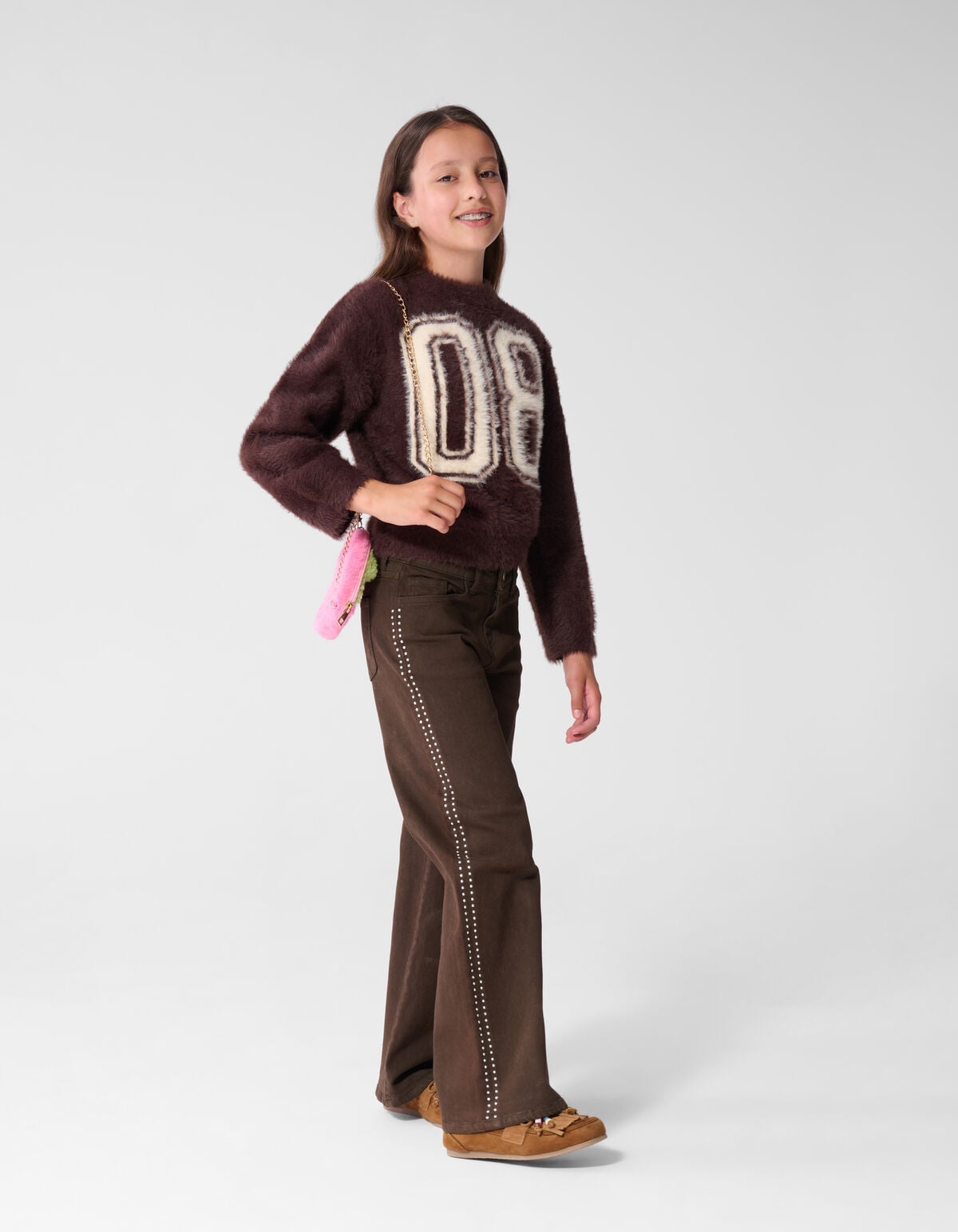 Stud Wide Leg Fit Jeans Bruin SHOEBY GIRLS
