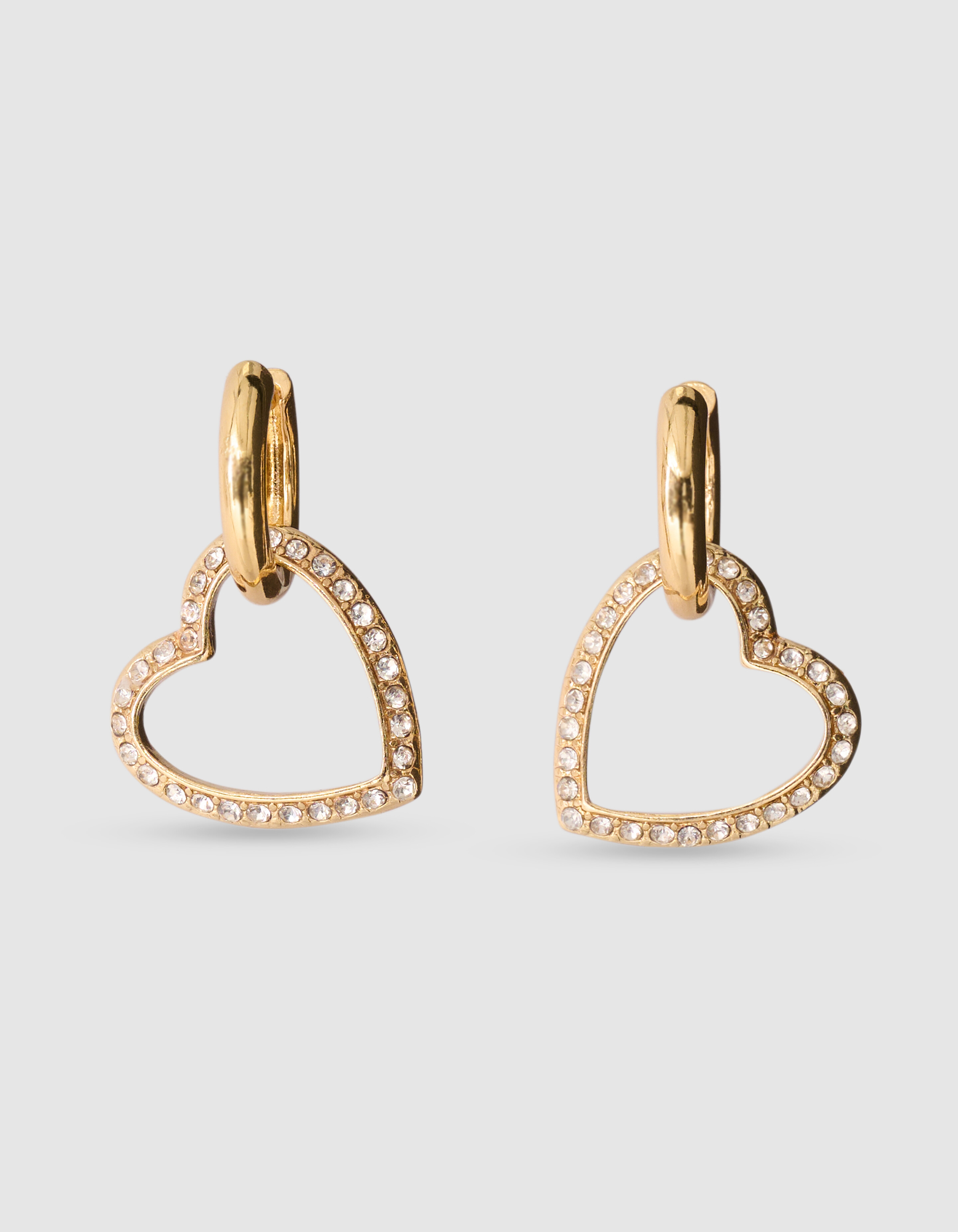 Strass Heart Hoop Oorbellen Goud SHOEBY ACCESSOIRES