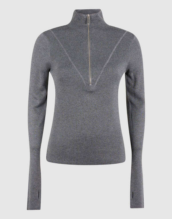 Half Zip Ski Trui Grijs SHOEBY WOMEN