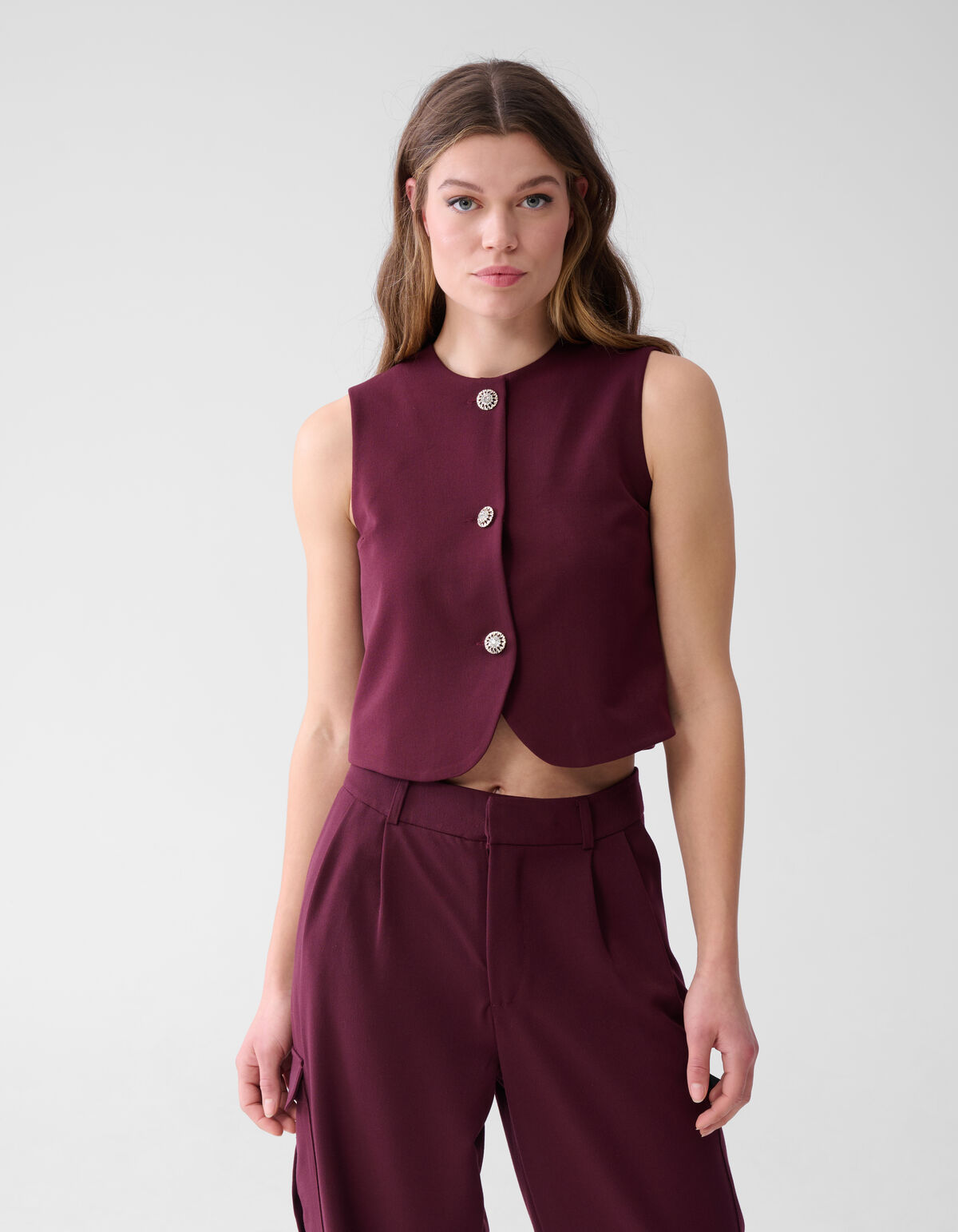 Strass Knopen Gilet Bordeaux SHOEBY WOMEN