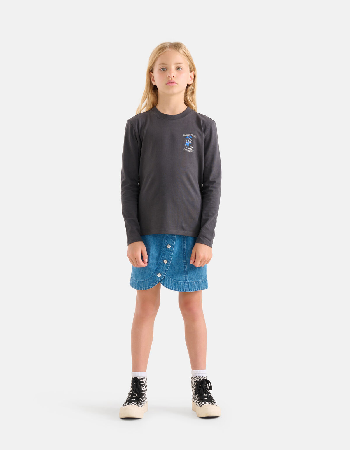 Fringe Longsleeve Donkergrijs SHOEBY GIRLS