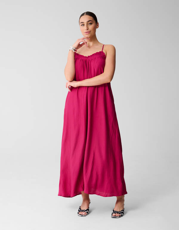 Ruffle Maxi Jurk Roze SHOEBY WOMEN