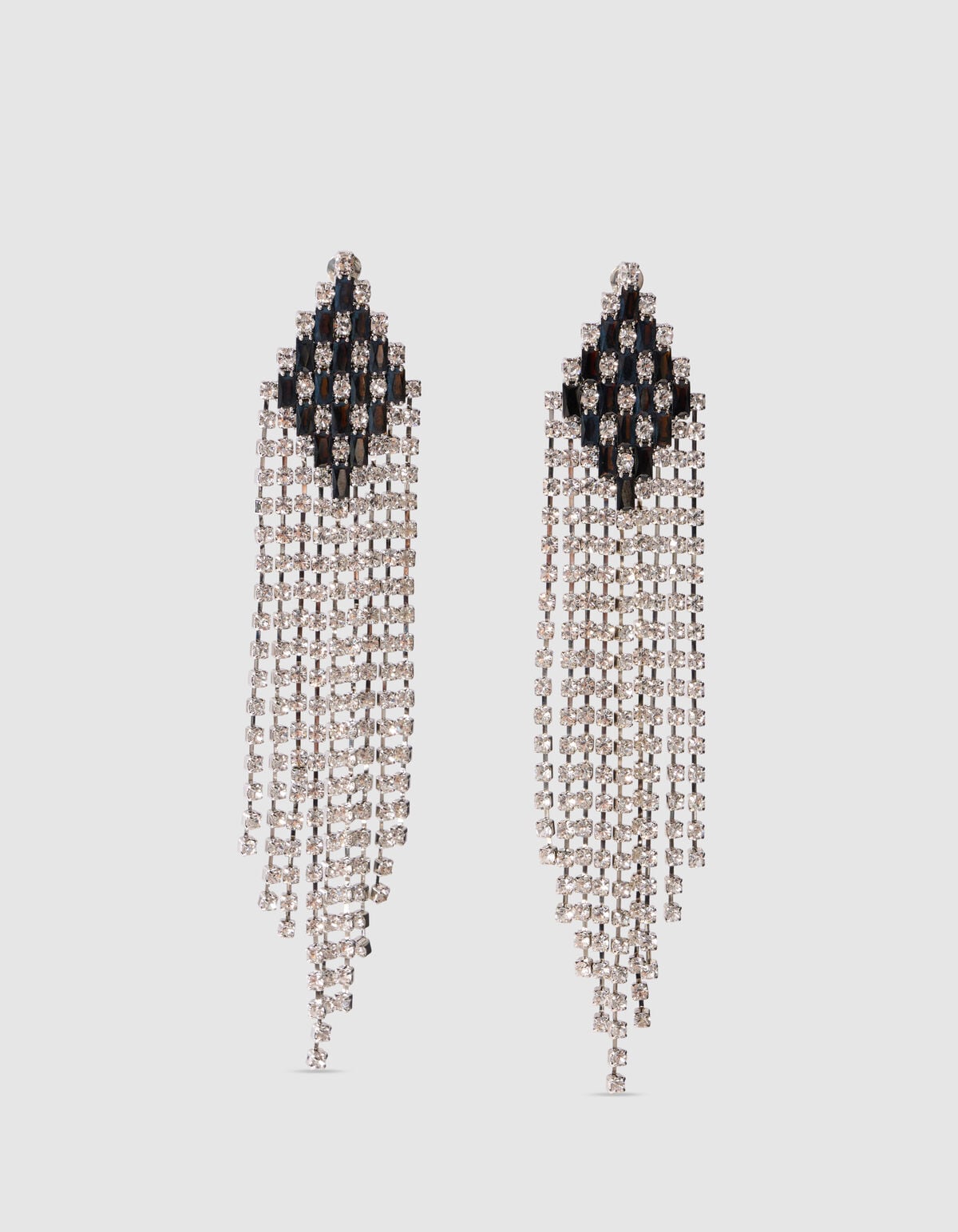 Ruit Strass Oorbellen Zilver SHOEBY ACCESSOIRES
