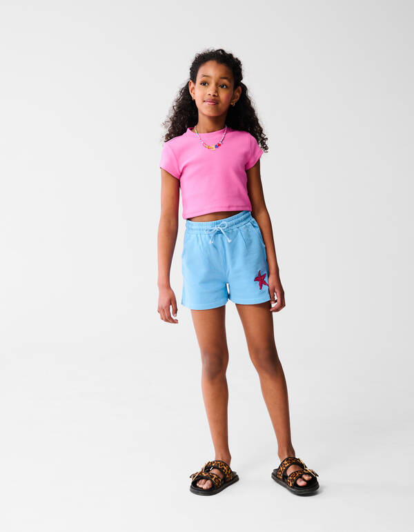 Rib Crop Top Roze SHOEBY GIRLS