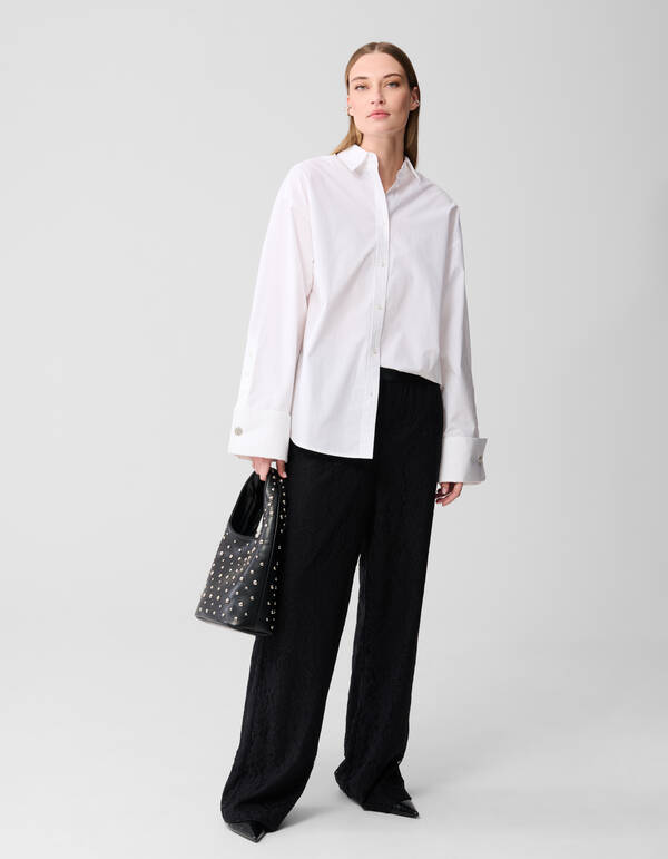 Kanten Wide Leg Broek Zwart SHOEBY WOMEN