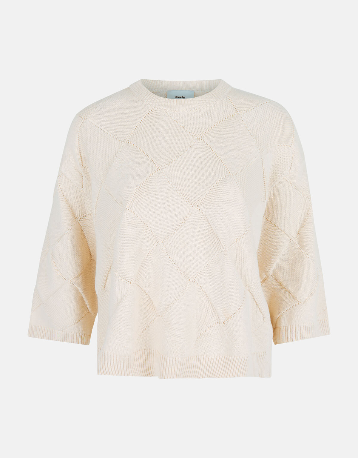 Gebreide Ruiten Trui Gebroken Wit SHOEBY WOMEN