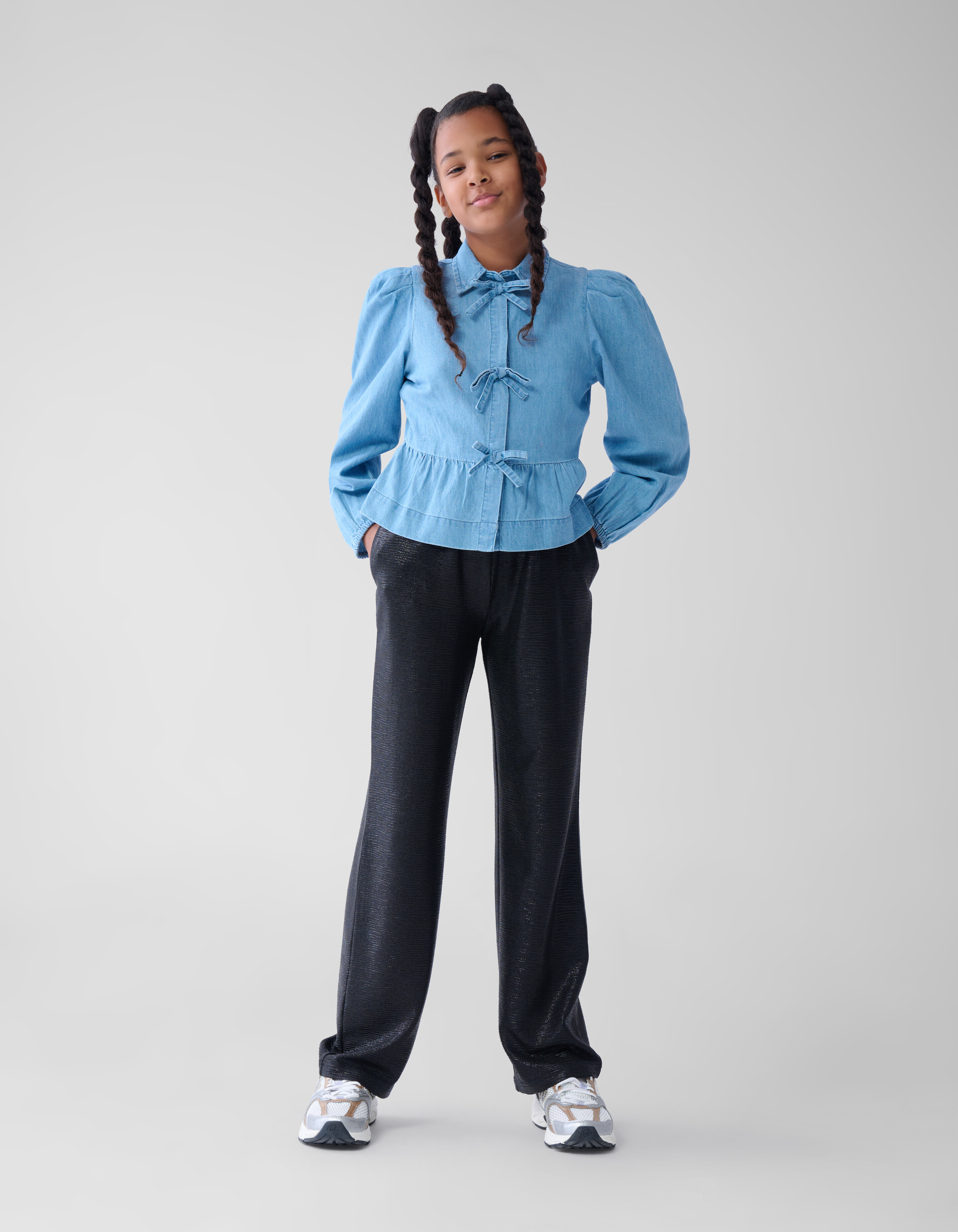 Metallic Wide Leg Broek Zwart SHOEBY GIRLS