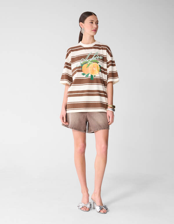 Stripe Artwork T-shirt Bruin SHOEBY WOMEN