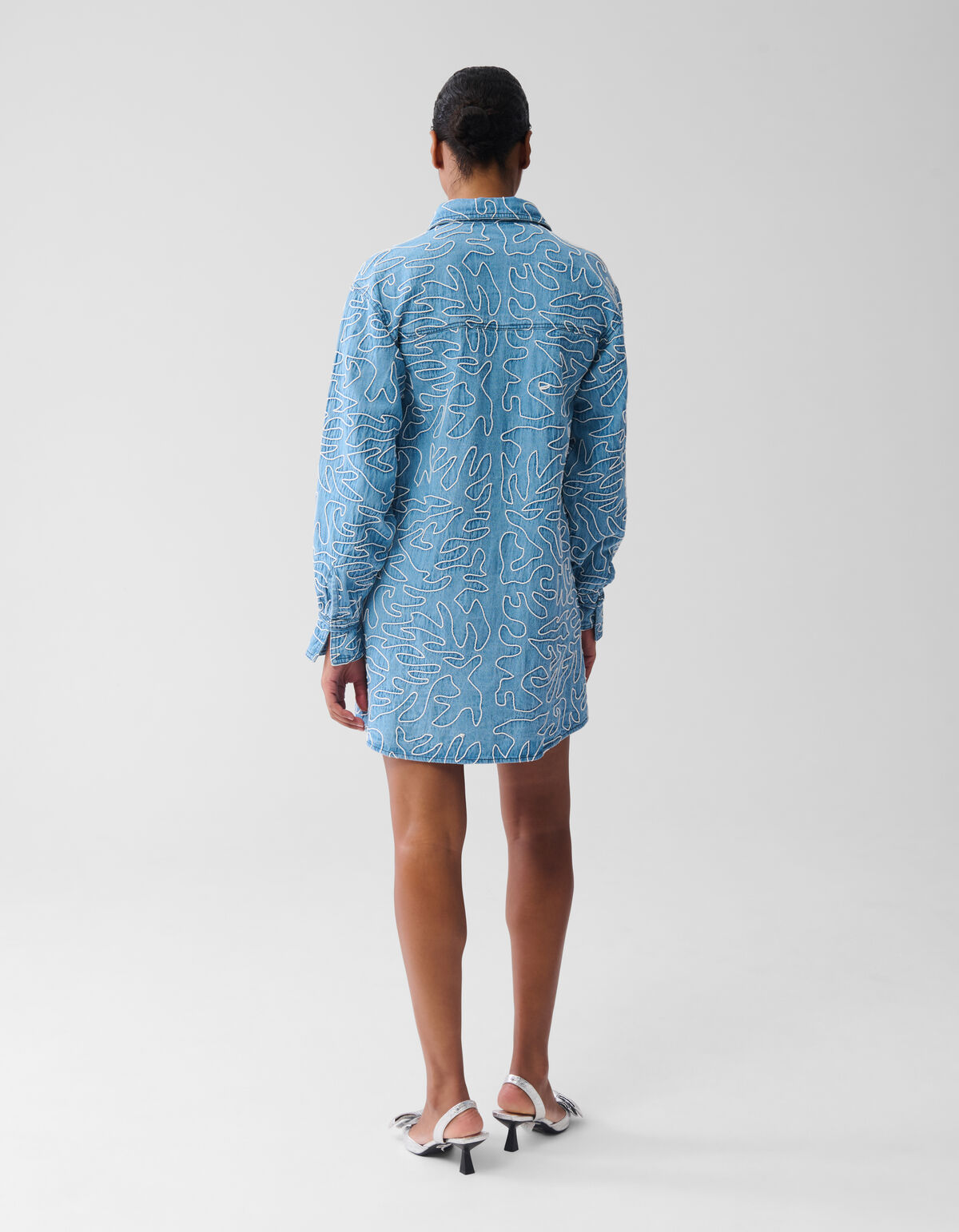 Embroidery Cord Jurk Denim Blauw SHOEBY WOMEN