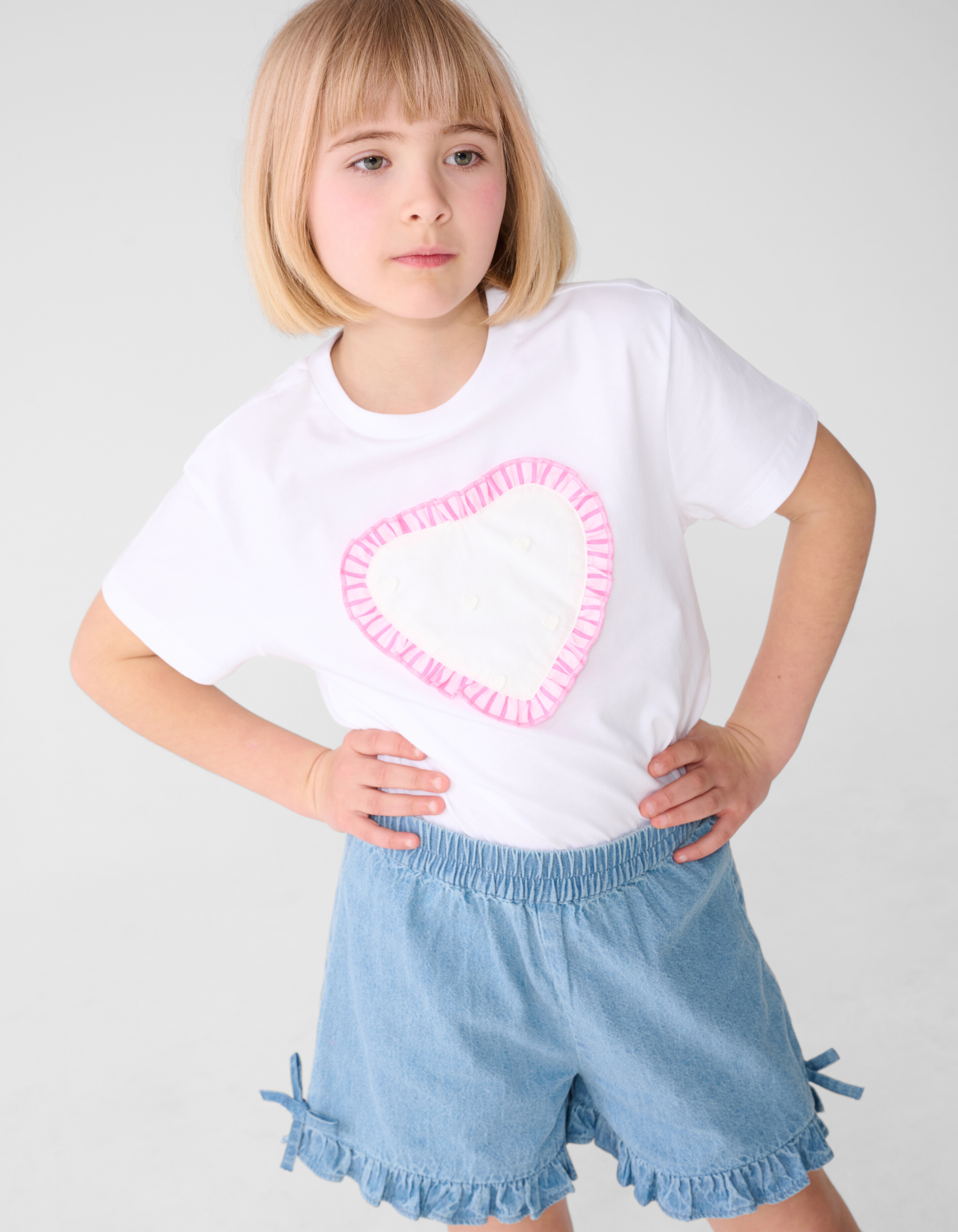 Ruffle Heart T-shirt Wit SHOEBY GIRLS