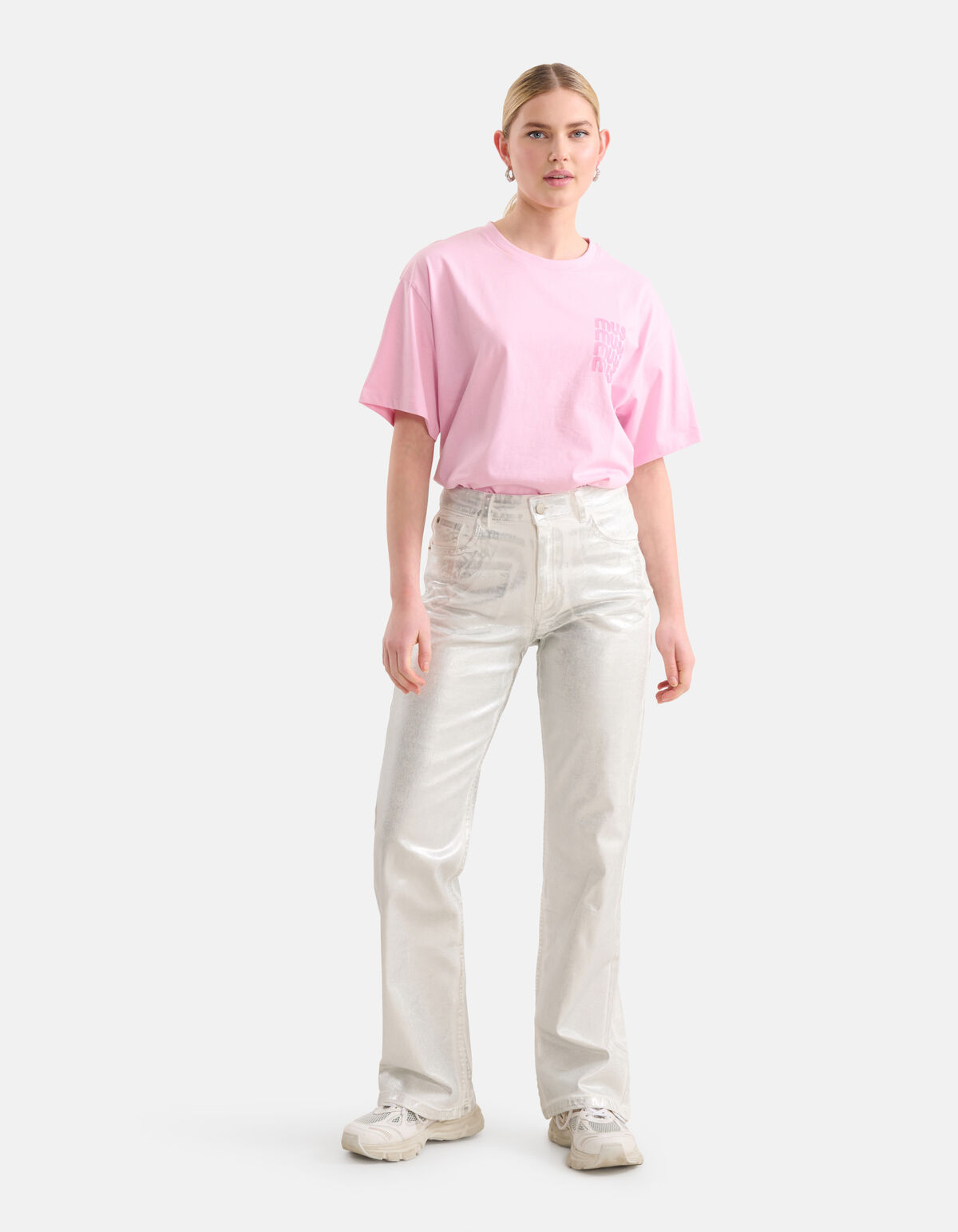 Metallic Wide Leg Jeans Zilver SHOEBY WOMEN