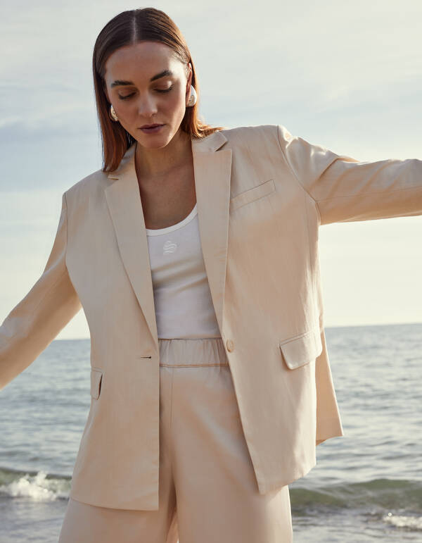 Satijnen Wide Leg Broek Zand SHOEBY WOMEN