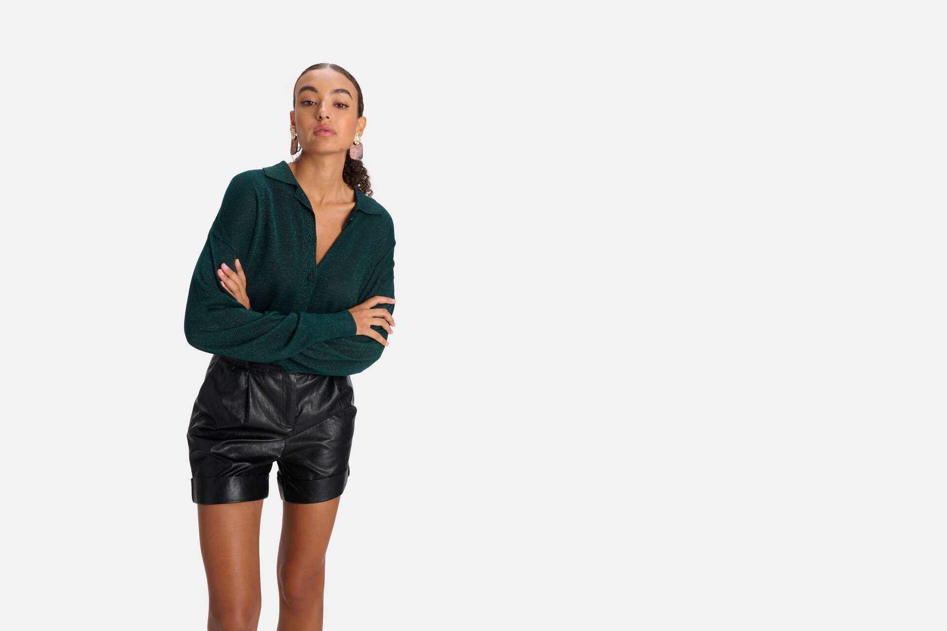 Glitter Blouse Donkergroen SHOEBY WOMEN