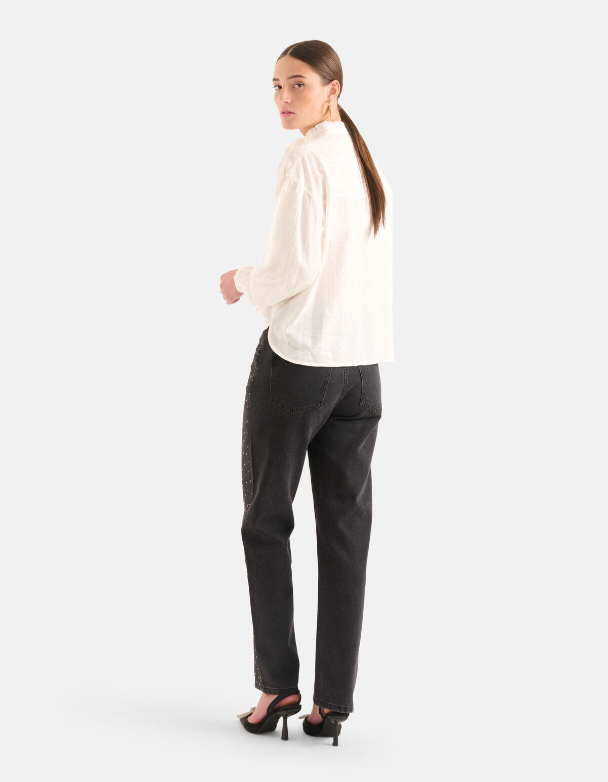 Gestreepte Lurex Blouse Gebroken Wit SHOEBY WOMEN