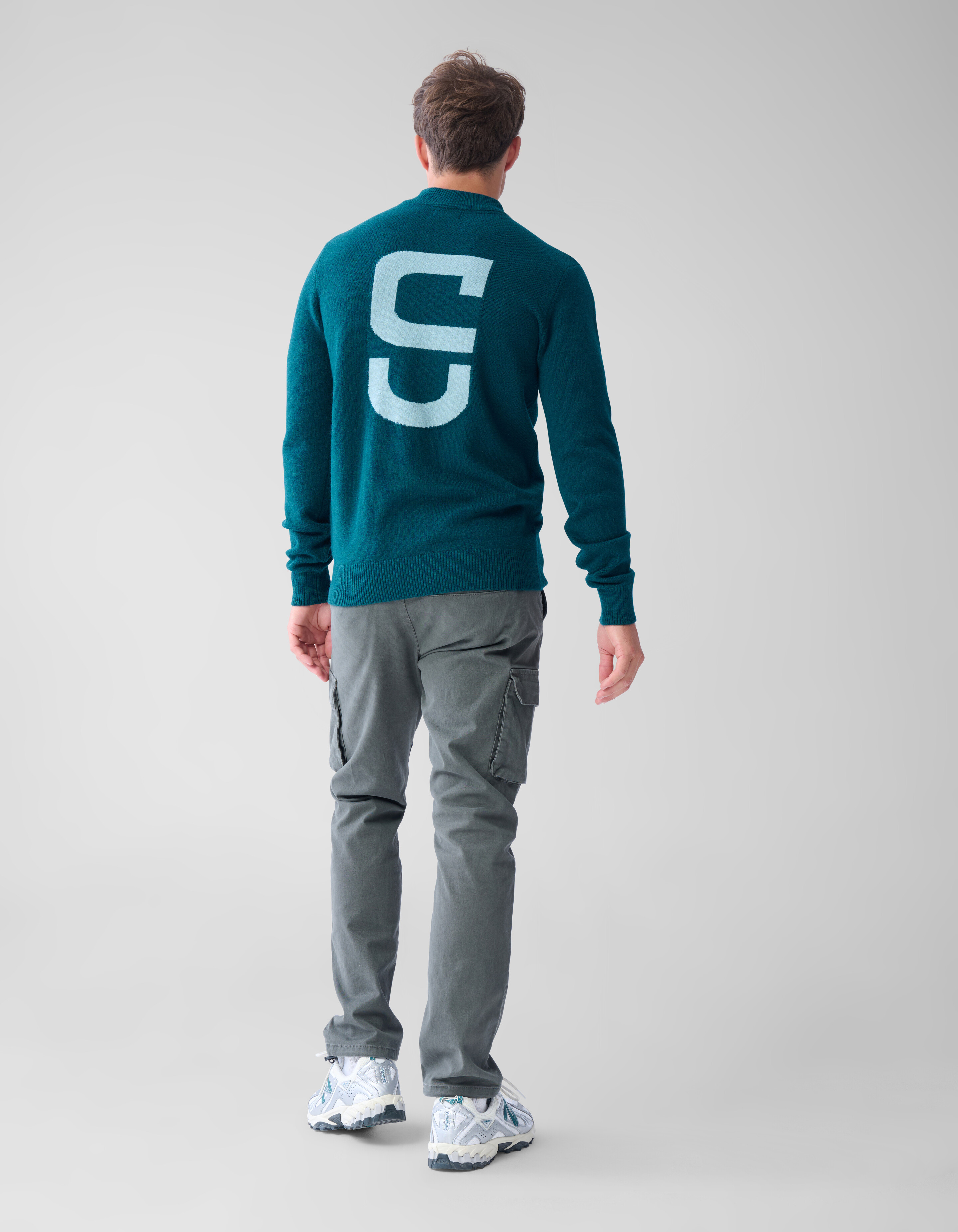 Jacquard Gebreide Trui Donkergroen SHOEBY MEN