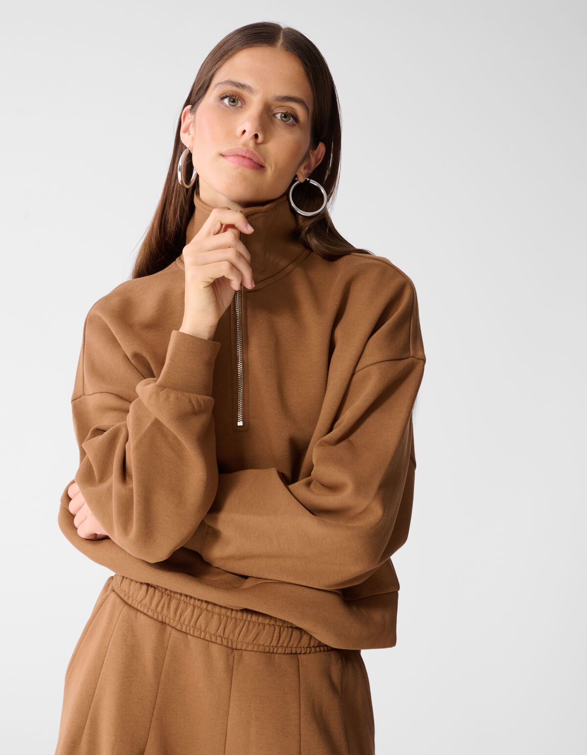 Oversized Zipper Sweater Bruin SHOEBY WOMEN