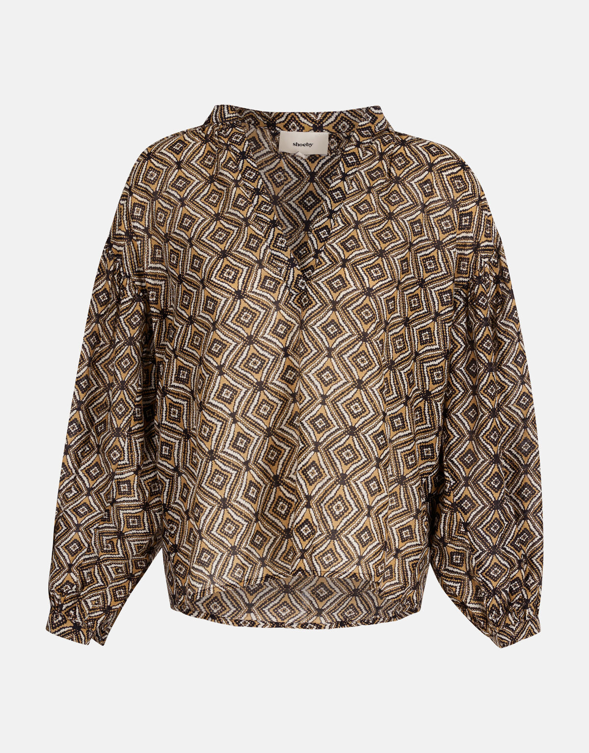 Printed Voile Blouse Bruin SHOEBY WOMEN